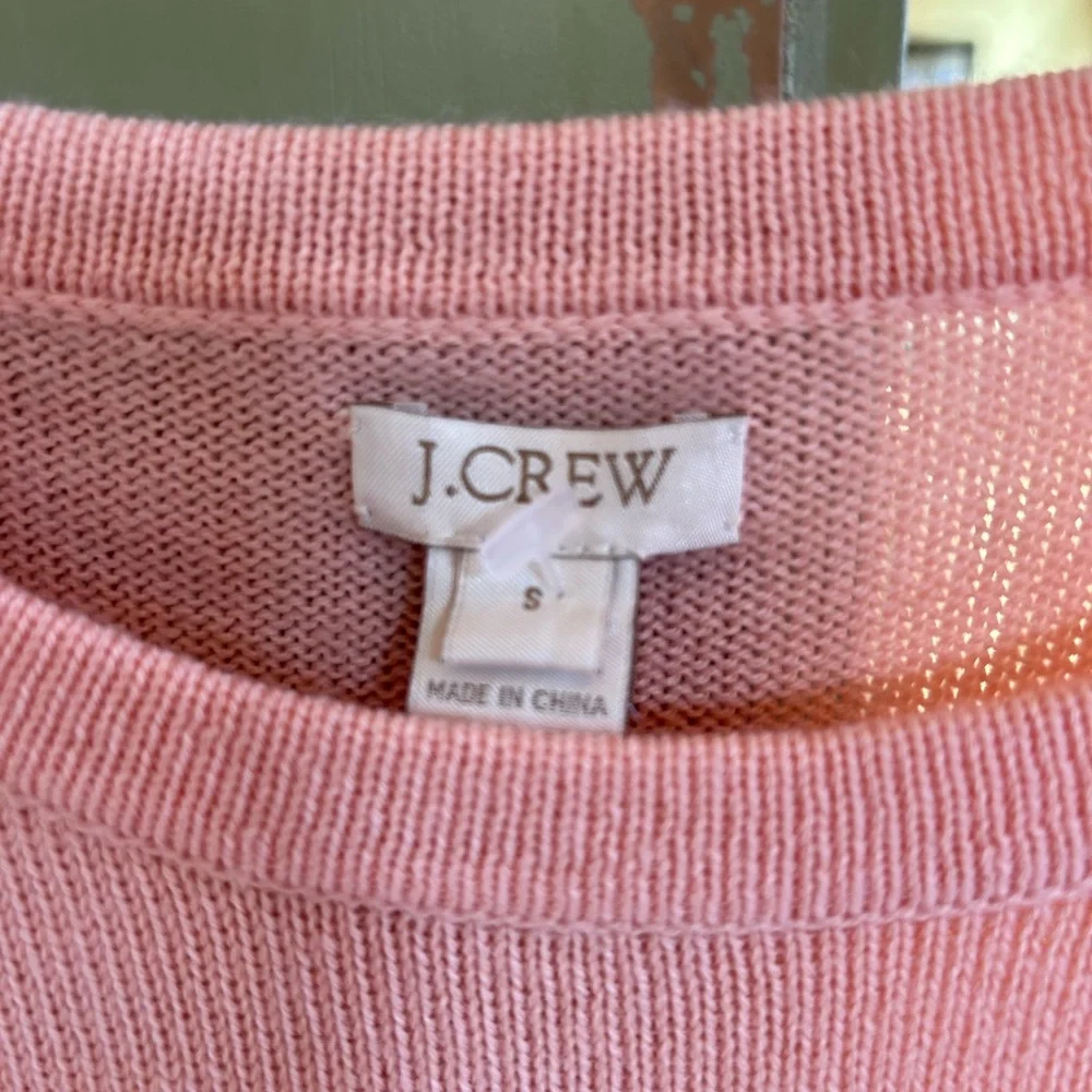 J. Crew Women’s Lace Hem Merino Wool Blend Sweater in Pink Blush Size Small NWOT